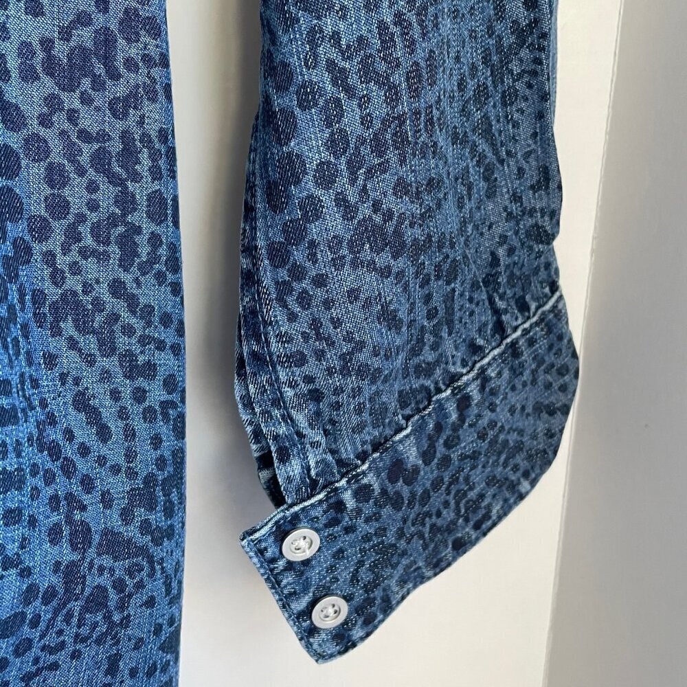Anthropologie Blue Denim-Look Long Sleeve Shirt Dress - Picture 8 of 11